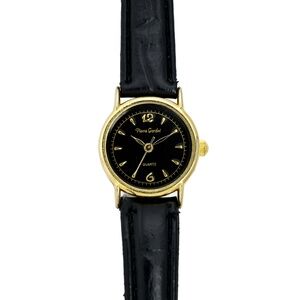 Pierre Gordni Gold Plated Vintage Ladies Wrist Watch Black Dial 22mm Quartz